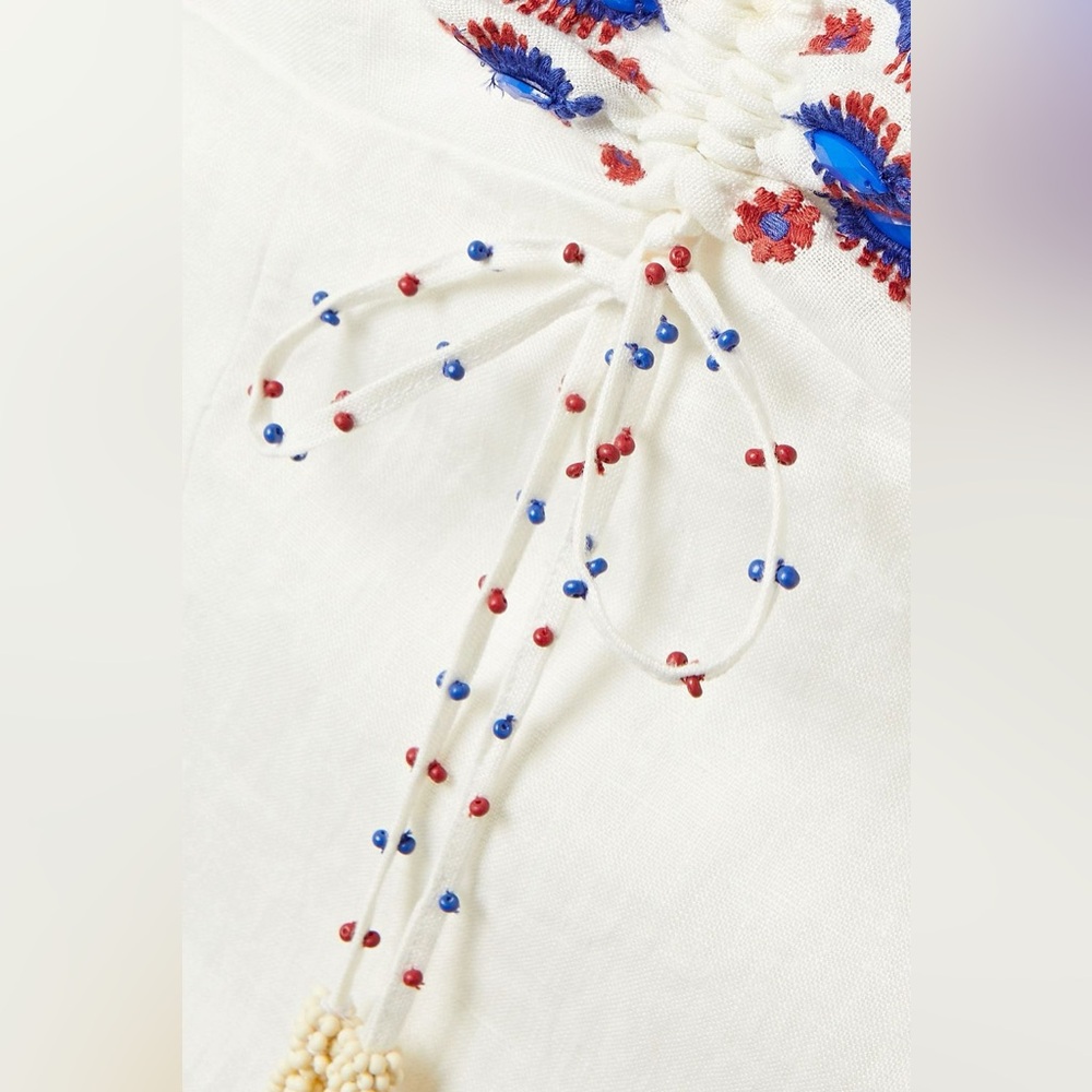 Farm Rio Embellished embroidered linen-blend mini dress - Picture 3 of 6